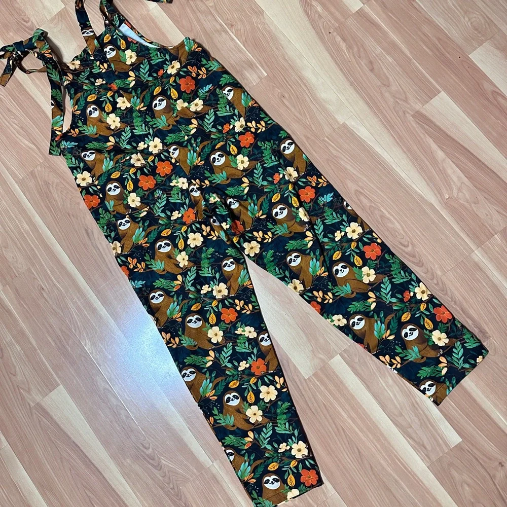 Sloth and Floral Print Jumpsuit - Picture 2 of 7